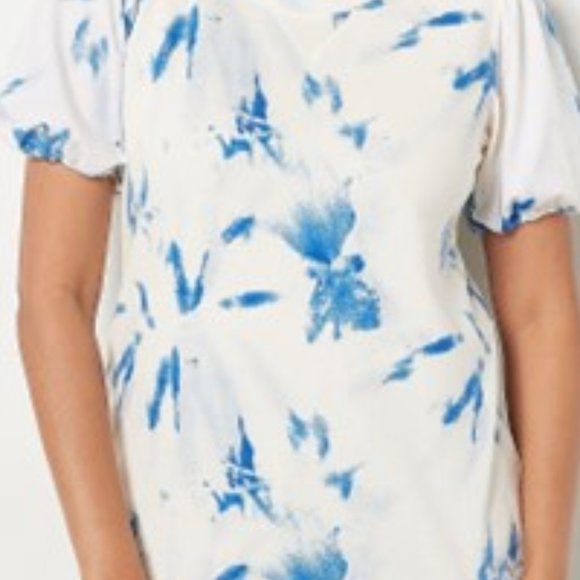 Candace Cameron Bure Tie Dye French Terry Top with Poplin Sleeve NWT - Picture 2 of 3